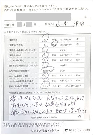 お客様アンケート結果
